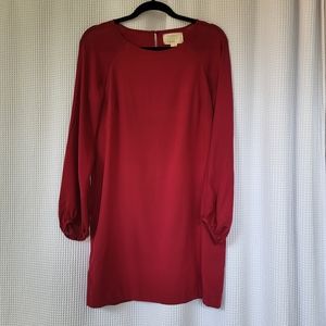 Nicole Miller silk, gathered sleeve dress, raspberry colour, size small